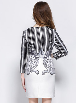 Long Sleeve Stripe Print Dress