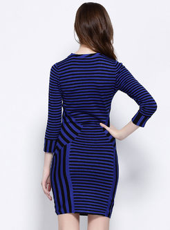 Long Sleeve Stripe Knit Dress