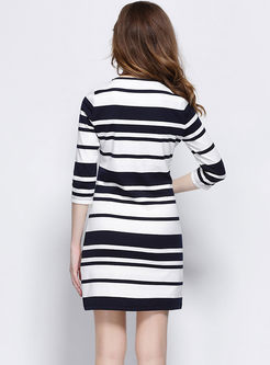 Half Sleeve Stripe Mini Dress