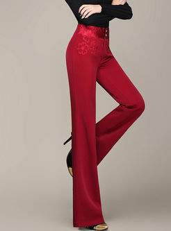 Loose Embroidery Flare Pants