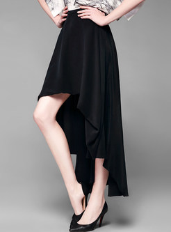 Irregular Black Long Skirt