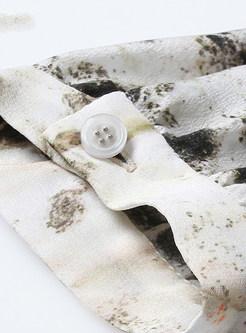 Irregular Print Silk Maxi Dress