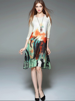 Dyed-Dip Loose Midi Dress