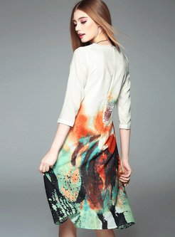 Dyed-Dip Loose Midi Dress
