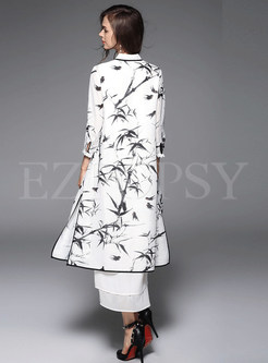 White Long Dress With Print Coat