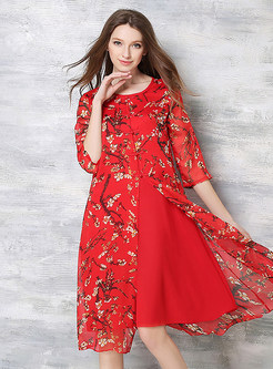 Loose Floral Print Dress