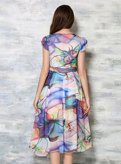 Multicolor Print Chiffon Dress