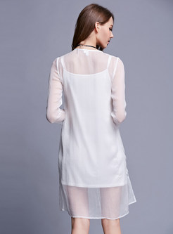 White Two-Piece Shirt Dress