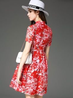 Fashion Print Improved Cheongsam Dress