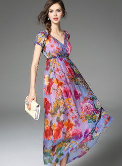 Dresses | Maxi Dresses | Sexy V-Neck Digital Print Dress