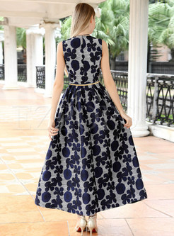 Floral Print Sleeveless Oversize Maxi Dress