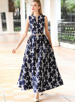 Floral Print Sleeveless Oversize Maxi Dress