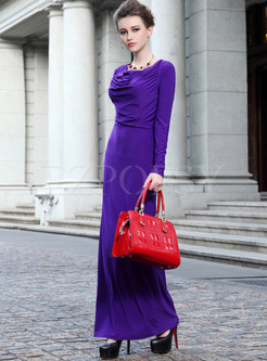 Long Sleeve Purple Maxi Dress