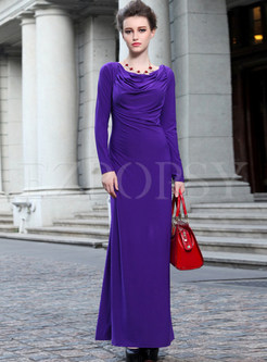 Long Sleeve Purple Maxi Dress