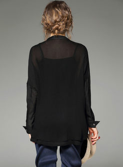 Loose Single-Breasted Pure Color Blouse