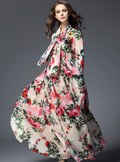 Dresses | Maxi Dresses | Rose Print Bead A-Line Maxi Dress