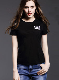 Pullover O-Neck Patch T-Shirt