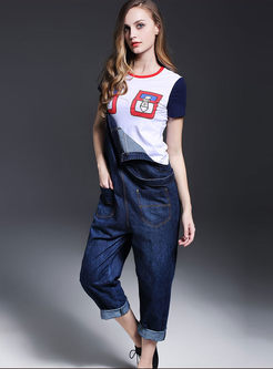 Classical Print Pocketed T-Shirt