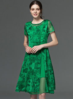 Chic Chiffon Print A-Line Dress