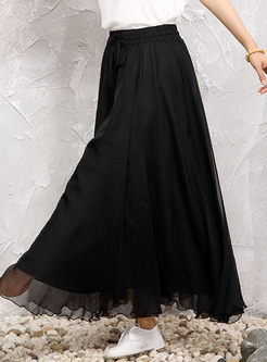 Brief Pure Color Beach Long Skirt