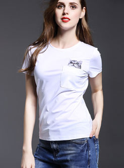 Casual Cat Print Loose T-Shirt