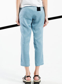 Straight Pure Color Pants With Belt