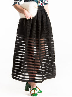 Fluoroscopy Mesh Stripe Patch Skirt