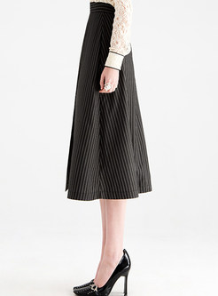 High Waist Stripe Patch Skirt