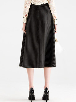 High Waist Stripe Patch Skirt