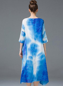 Gradient Color Linen Patch Maxi Dress
