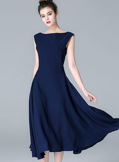 Dresses | Maxi Dresses | Navy Blue Sleeveless High Waisted A Line Dress