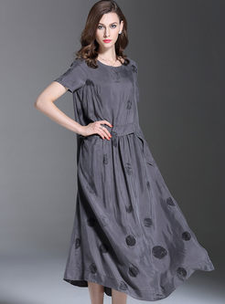 Vintage Elegant Dot Print Loose Maxi Dress