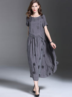 Dresses | Maxi Dresses | Vintage Elegant Dot Print Loose Maxi Dress