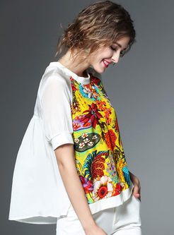 Ethnic Floral Print Loose T-Shirt
