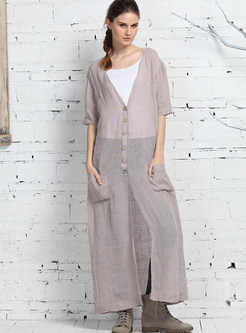 Cardigan Pocket Patch Long Trench Coat
