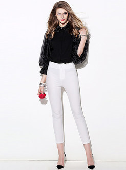White Lapel Patch Loose Top