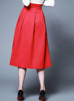 High Waist Red Skirt