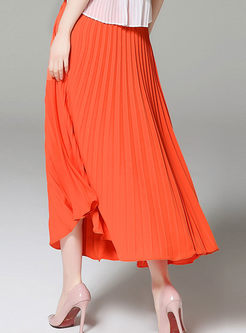 Loose Fitting Chiffon Chic Solid Color Skirt