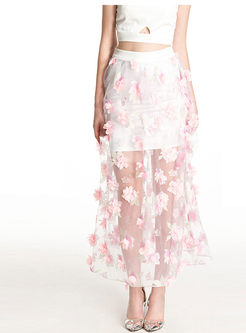 Embroidery Lace Out Elegant Skirt