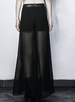 Sexy See Though Look High Waist Wide Leg Pants