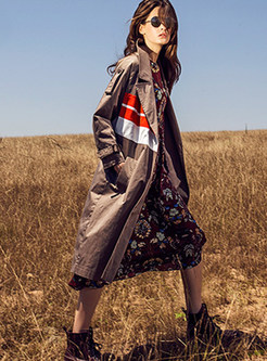 Street Pure Color Stitching Trench Coat