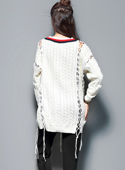 Fashion Colleage Loose Pure Fringed Sweater