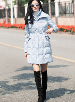 Casual Lace Embroidered Stitching Down Coat