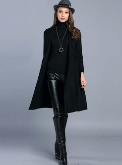Stylish Pure Color Band Collar Bowknot Trench Coat
