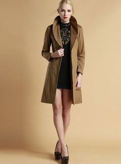 Pure Color Double Pockets Trench Coat