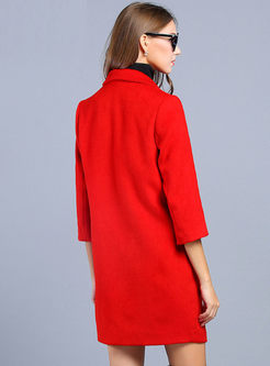 Solid Color Turn-Down Collar Trench Coat