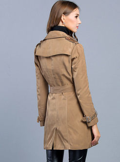 Fashionable Double Breasted With Belt Trench Coat