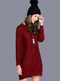 Solid Color Round Neck Awesome Sweater