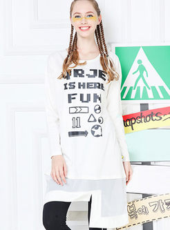 Casual Irregular Hem Letter Print T-shirt Dress