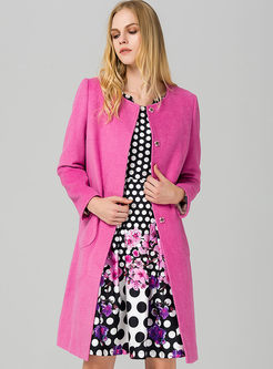 Sweet Candy Color Single-Breasted Pocket Patch Coat